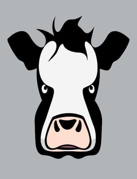 Diseño de vectores 2D de cara de vaca de dibujos animados