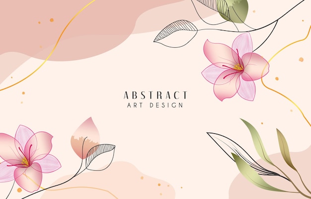 Diseño de vectores de arte abstracto. Texto de diseño de arte abstracto con elementos vegetales de flores y hojas.