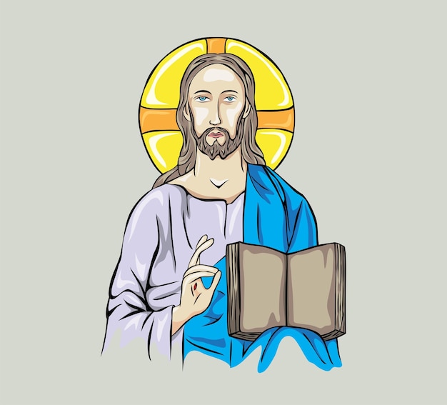 Diseño de vectores de arte de la cara de Jesucristo