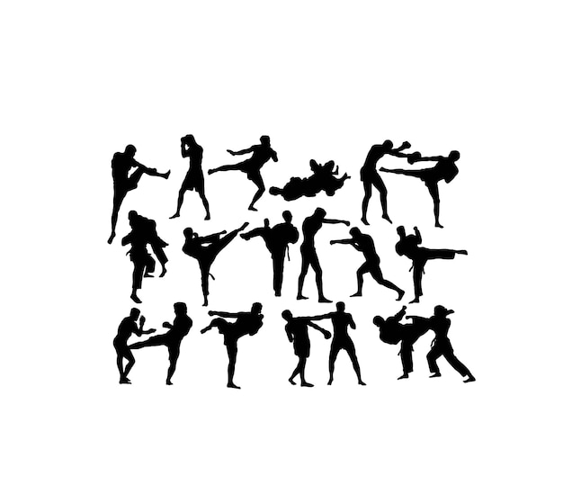 Diseño de vectores de arte de siluetas de boxeo y competición