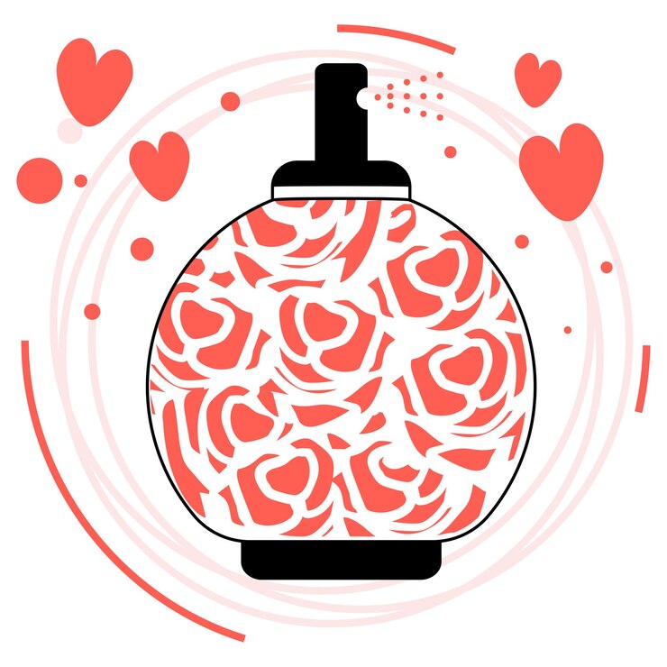 Vector diseño de vectores de botellas de perfume día de san valentín amor y romance amistad y enfermedad de amor mujer
