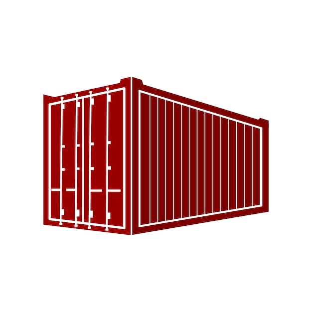 Diseño de vectores de caja de contenedor de envío rojo sobre fondo blanco