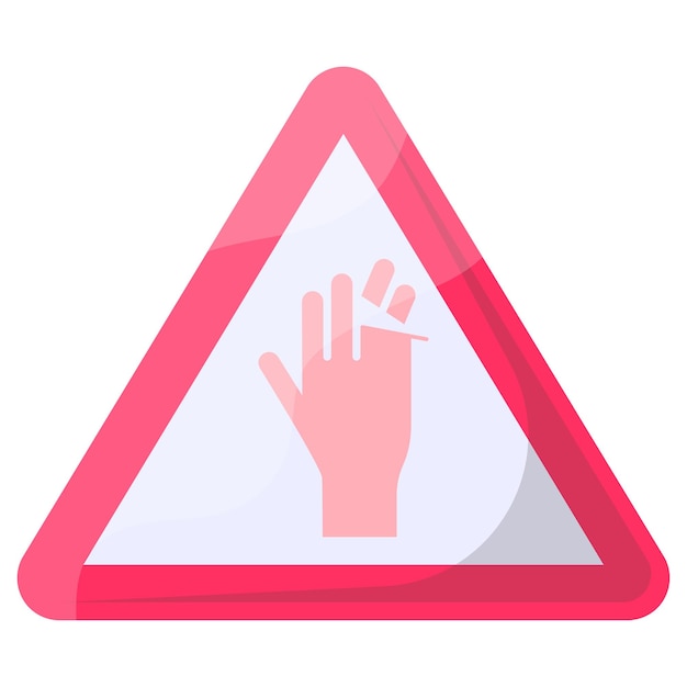 Vector diseño de vectores de concepto de triángulo rojo de riesgo de corte de dedos webhand, señal de advertencia de guía de tráfico moderna