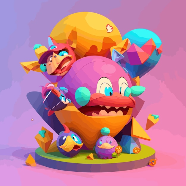 Diseño de vectores de dibujos animados en 3D