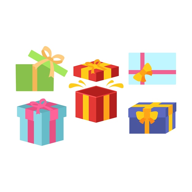 Diseño de vectores de elementos de caja de regalo