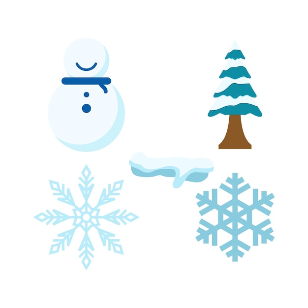 Diseño de vectores de elementos de invierno de nieve