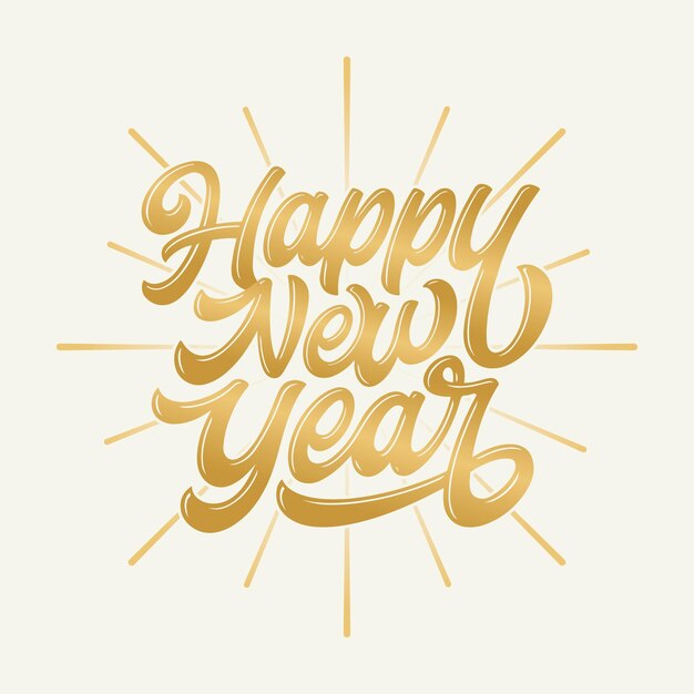 Diseño de vectores de feliz año nuevo con letras, utilizable para afiches, pancartas, postales, papel tapiz, regalos, etc.