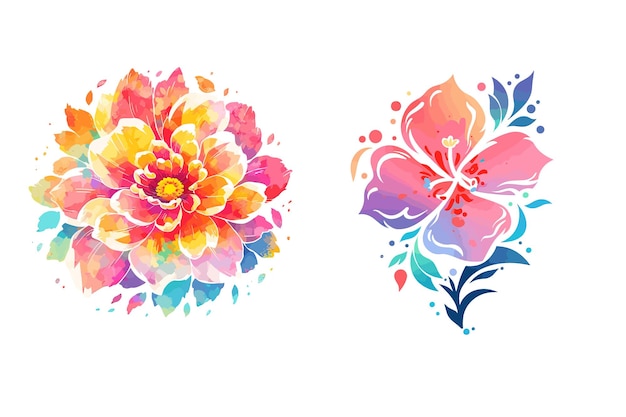 Vector diseño de vectores florales acuarela