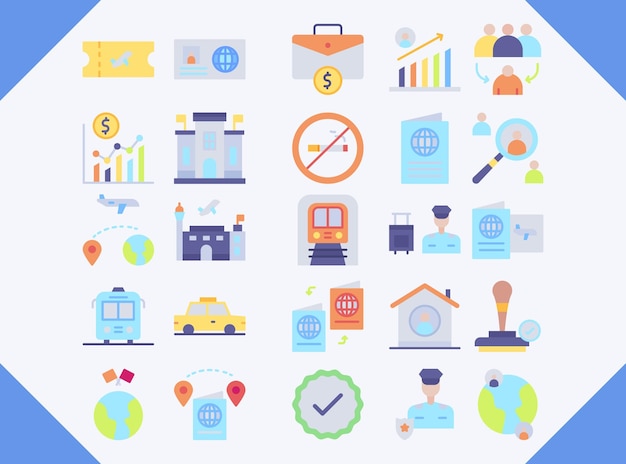 Diseño de vectores de inmigración con iconos planos