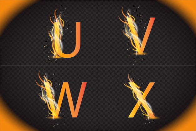 Diseño de vectores de letras del alfabeto de fuego