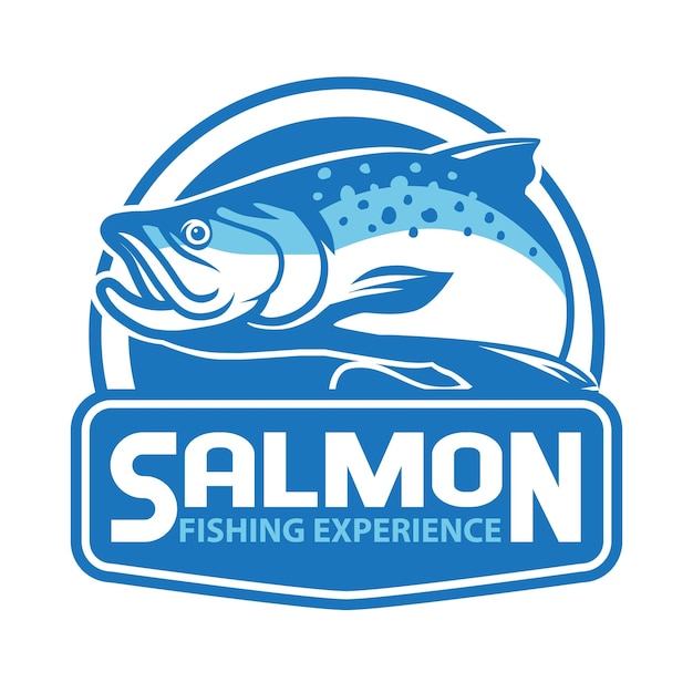 Vector diseño de vectores de logotipo simple de pesca en blanco y negro de salmón