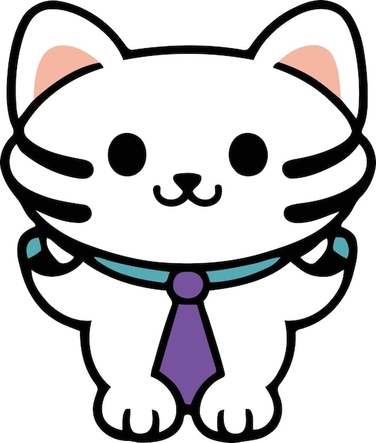 Diseño de vectores de personajes de gatos divertidos y gatitos adorables para dibujos animados de pegatinas y diseño de impresión