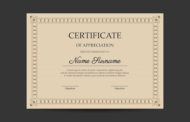 Diseño de vectores de plantilla de certificado clásico