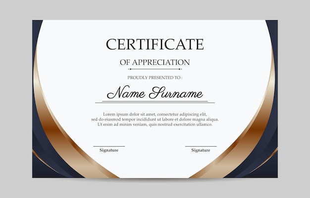 Diseño de vectores de plantilla de certificado moderno