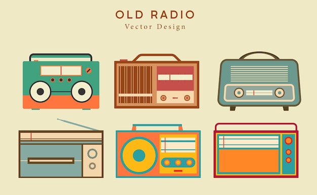 diseño de vectores de radio antiguos. ilustración de radio antigua vintage, medios de comunicación antiguos. diseño retro, estilo antiguo