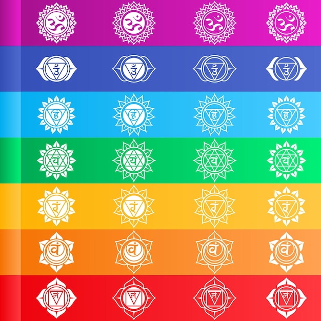 Diseño de vectores de símbolos de chakra