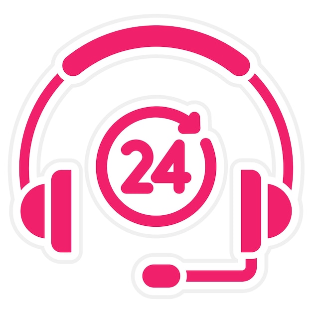Diseño vectorial 24H Estilo de icono de soporte