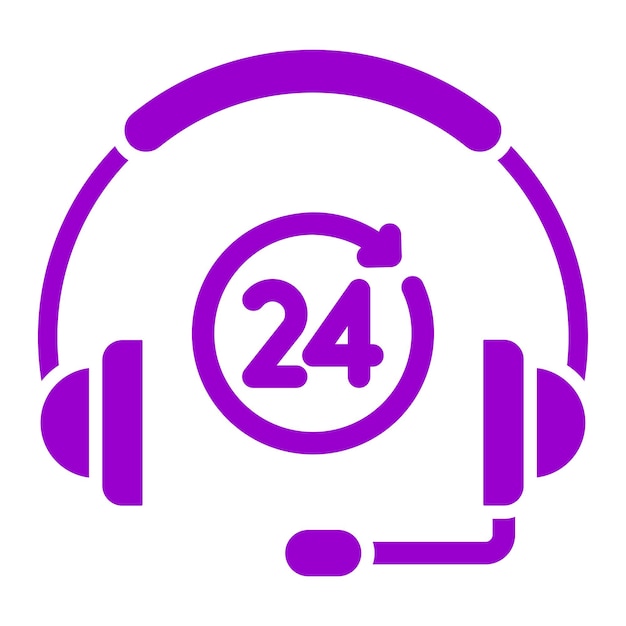 Diseño vectorial 24H Estilo de icono de soporte