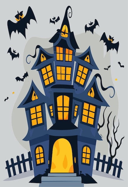 Diseño vectorial 2D de la casa embrujada de Halloween