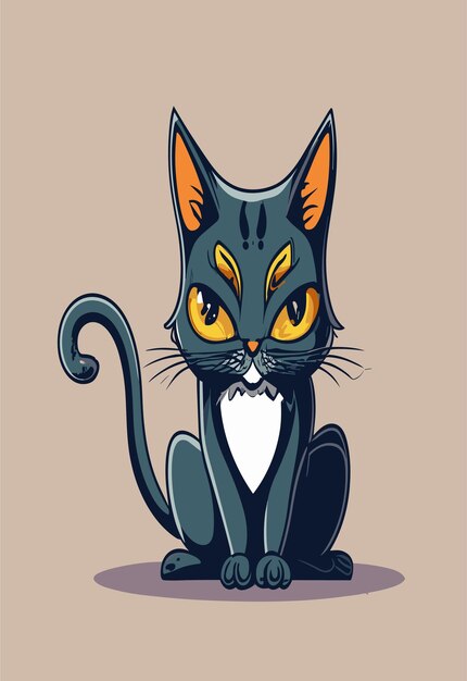 Diseño vectorial 2D de gato espeluznante de Halloween