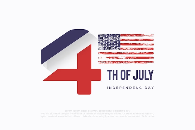 Diseño vectorial del 4 de julio con ilustraciones de números únicos Vector Premium para conmemorar el Día de la Independencia de Estados Unidos