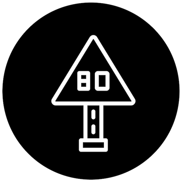 Diseño vectorial 80 Estilo del icono del límite de velocidad