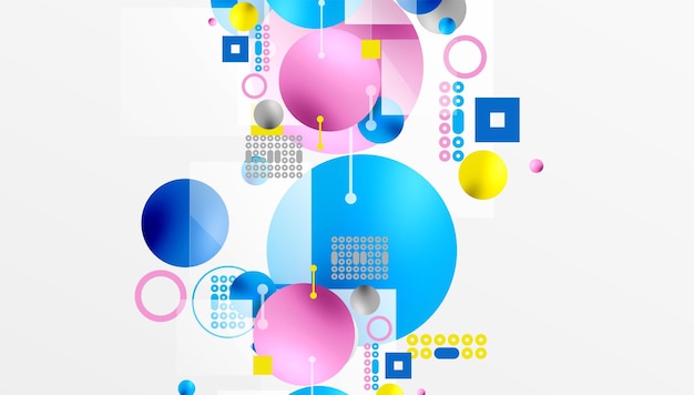 Diseño vectorial abstracto minimalista capas formas geométricas círculos cuadrados y triángulos con suaves gradientes pastel y efectos semitransparentes Perfecto para uso contemporáneo