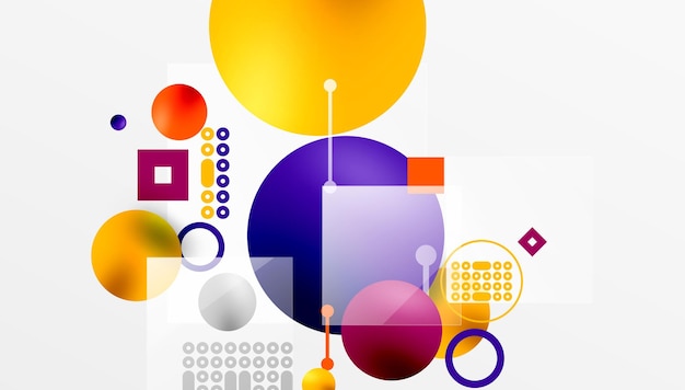 Diseño vectorial abstracto minimalista capas formas geométricas círculos cuadrados y triángulos con suaves gradientes pastel y efectos semitransparentes Perfecto para uso contemporáneo