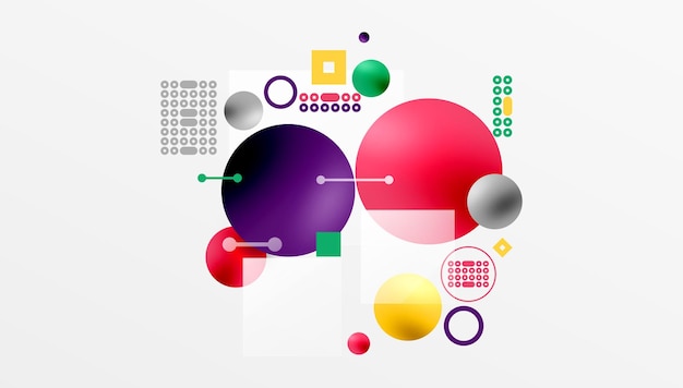 Diseño vectorial abstracto minimalista capas formas geométricas círculos cuadrados y triángulos con suaves gradientes pastel y efectos semitransparentes Perfecto para uso contemporáneo
