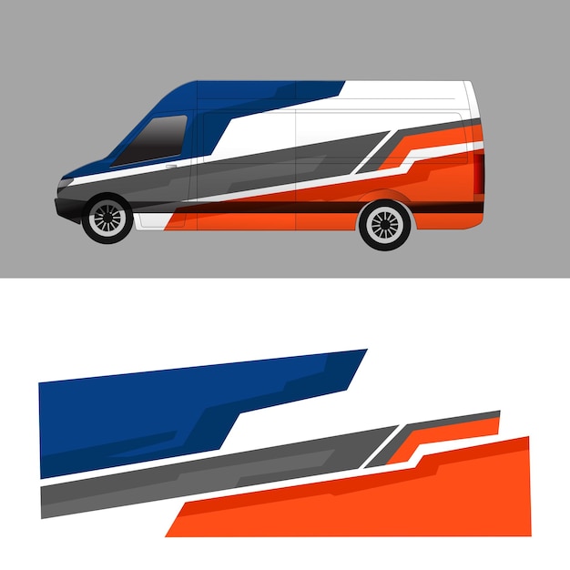 diseño vectorial adhesivo envoltura carrocería furgoneta entrega de la compañía de carga