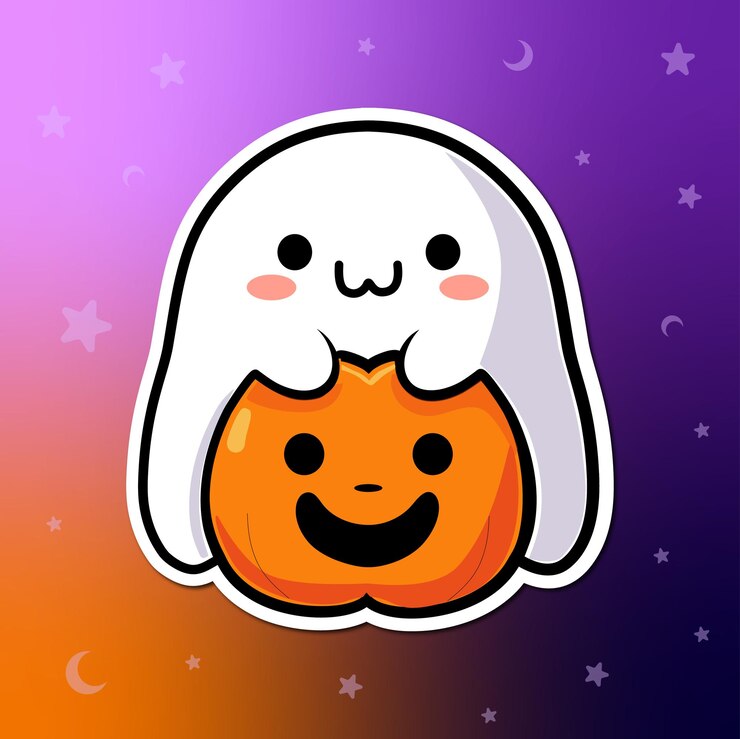 Diseño vectorial de adhesivo fantasma de truco o trato de Halloween