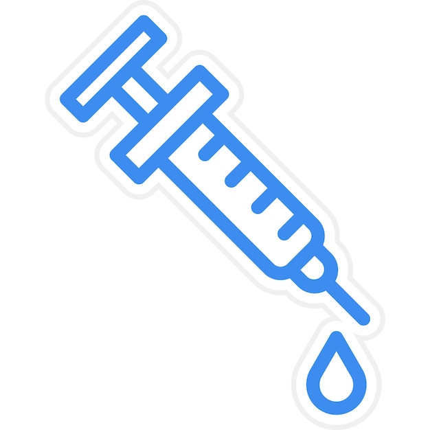 Diseño vectorial de la aguja y la jeringa Estilo del icono