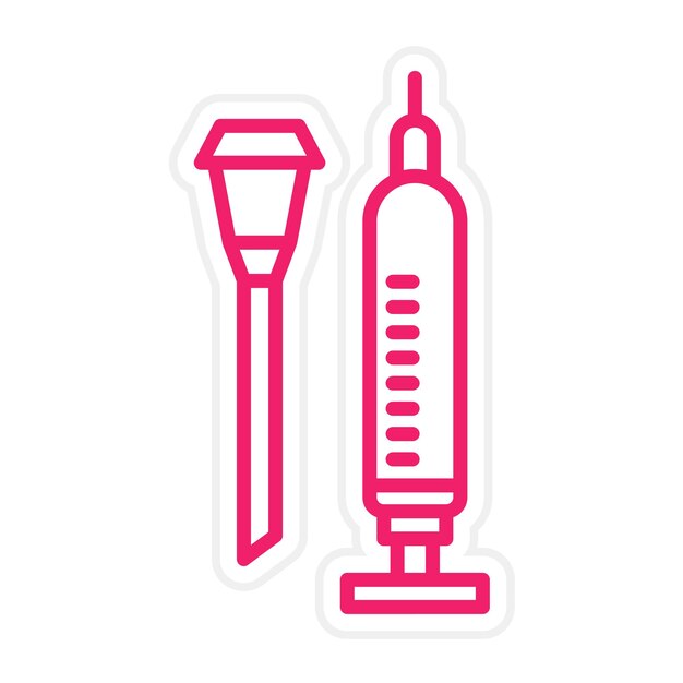 Diseño vectorial de la aguja y la jeringa Estilo del icono