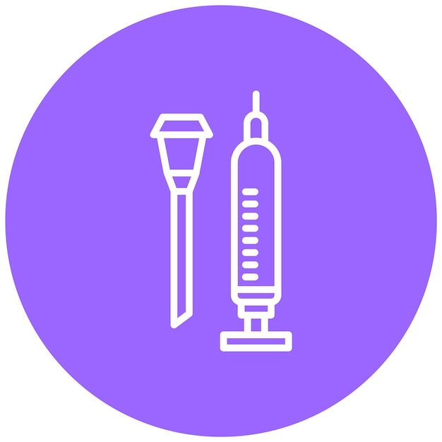Diseño vectorial de la aguja y la jeringa Estilo del icono