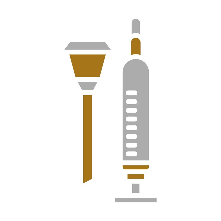 Vector diseño vectorial de la aguja y la jeringa estilo del icono