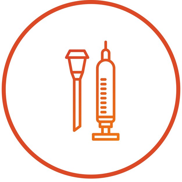 Diseño vectorial de la aguja y la jeringa Estilo del icono