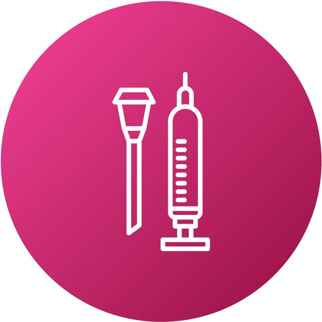 Diseño vectorial de la aguja y la jeringa Estilo del icono