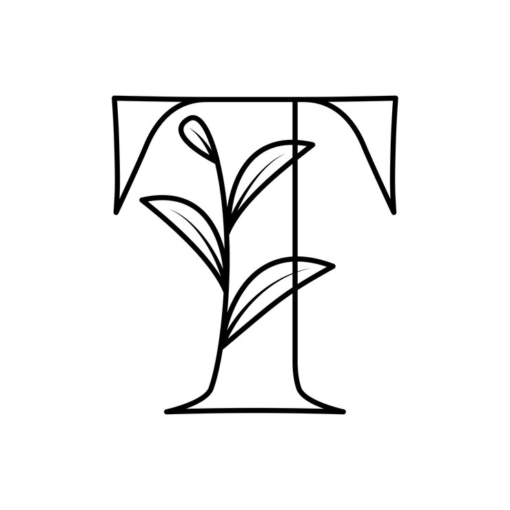 Vector diseño vectorial del alfabeto botánico floral