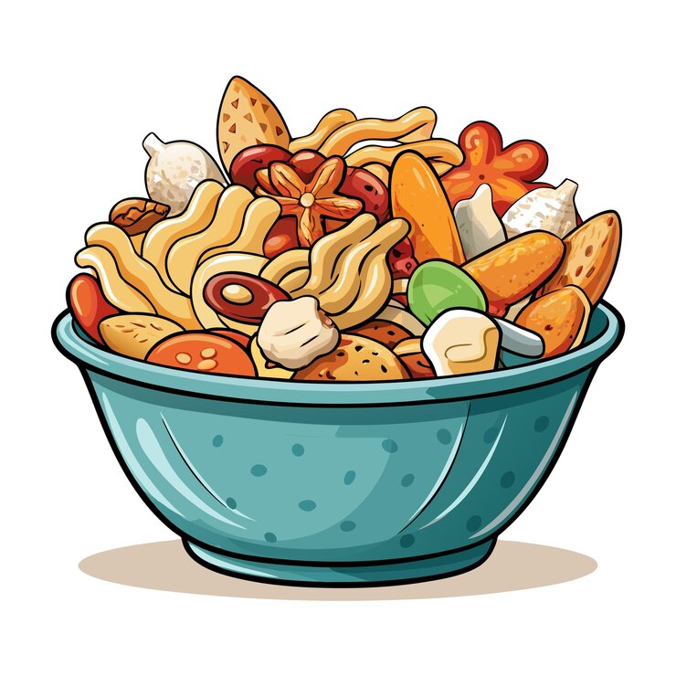 Vector diseño vectorial de alimentos para el bocadillo trail mix