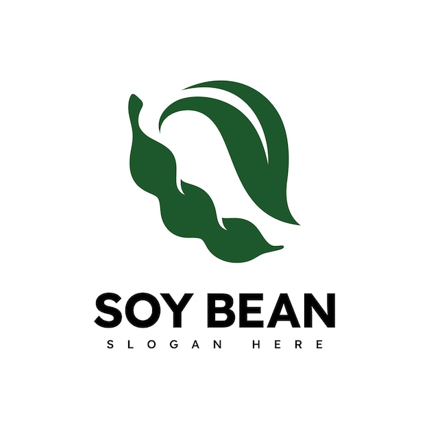 Diseño vectorial de alimentos saludables con logotipo de frijol de soja