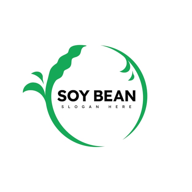 Diseño vectorial de alimentos saludables con logotipo de frijol de soja