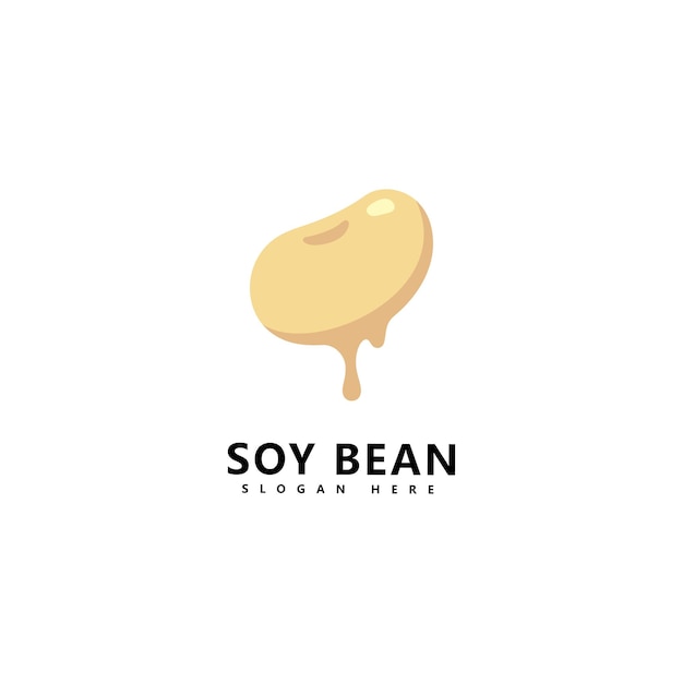 Diseño vectorial de alimentos saludables con logotipo de frijol de soja