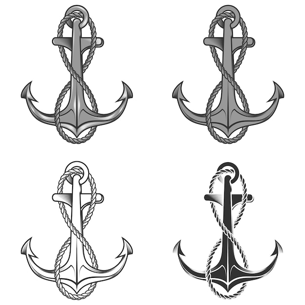 Diseño vectorial de ancla y cuerda