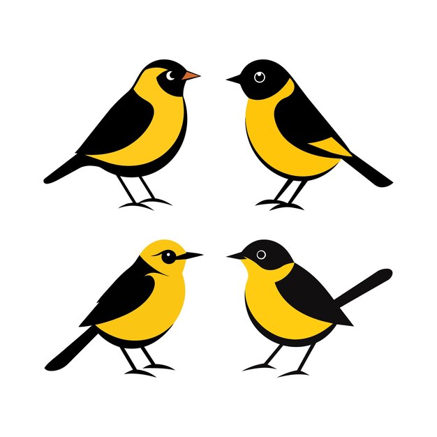 Diseño vectorial de animales de garganta amarilla comunes en colores sólidos
