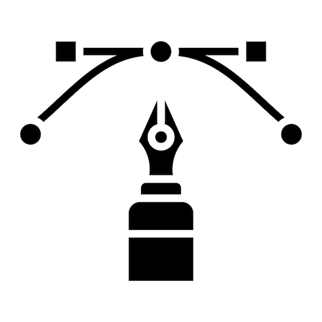 Diseño vectorial de arco, punto y estilo de icono de bolígrafo