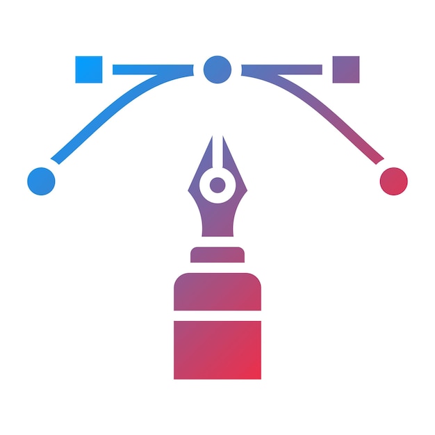 Diseño vectorial de arco, punto y estilo de icono de bolígrafo