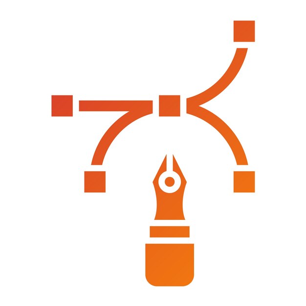 Diseño vectorial de arco, punto y estilo de icono de bolígrafo