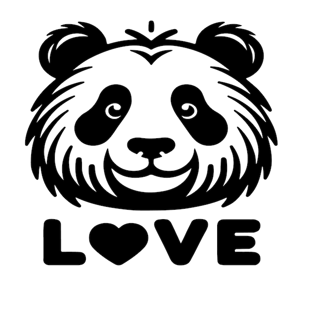 Vector un diseño vectorial de arte de amor de panda tranquilo