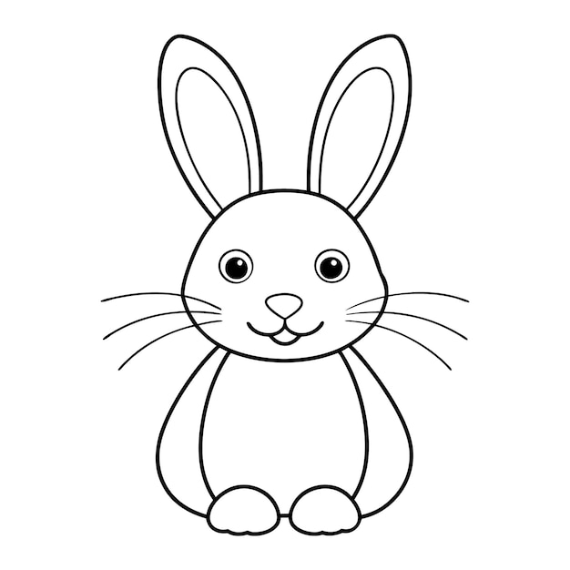 diseño vectorial de arte de línea de conejo con un fondo blanco