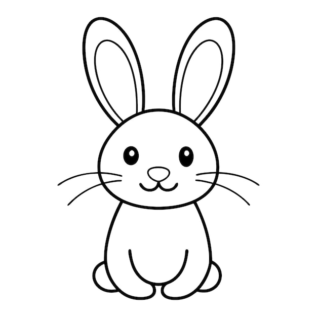 diseño vectorial de arte de línea de conejo con un fondo blanco